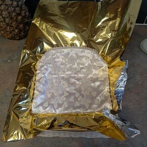 Elegant Cream Embroidered Satin Pouch